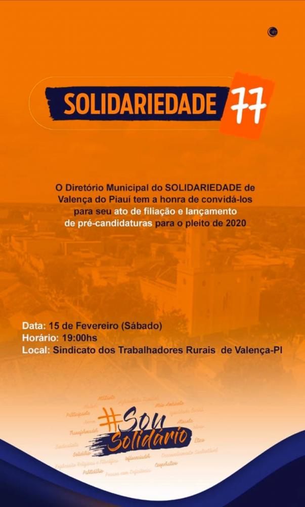 É nesse sábado (15), o Partido Solidariedade convida para o ato de filiação 