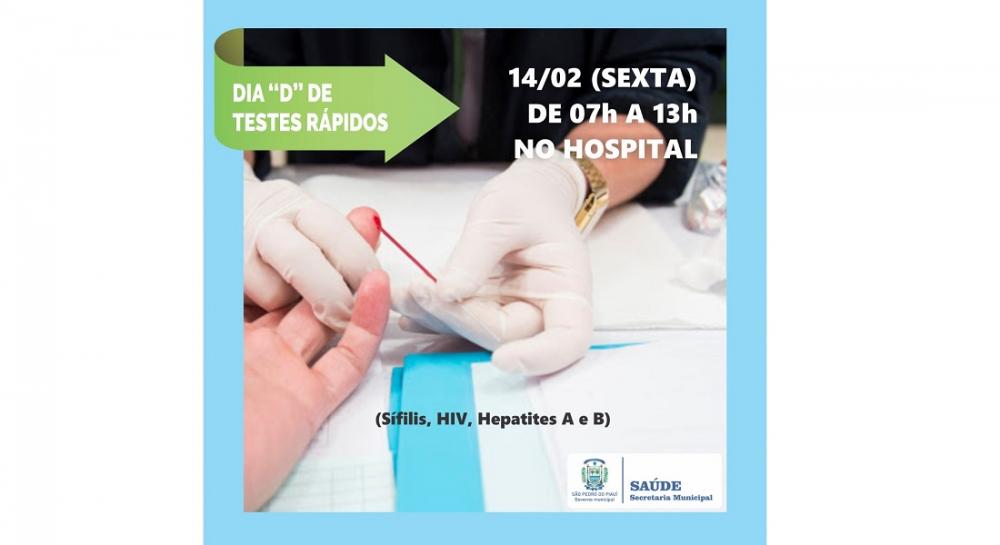 Hospital de São Pedro do Piauí realizará nesta sexta dia “D” de testes rápidos 