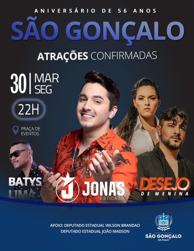 Prefeitura confirma show com Jonas Esticado e Desejo de Menina no aniversário de 56 anos do município