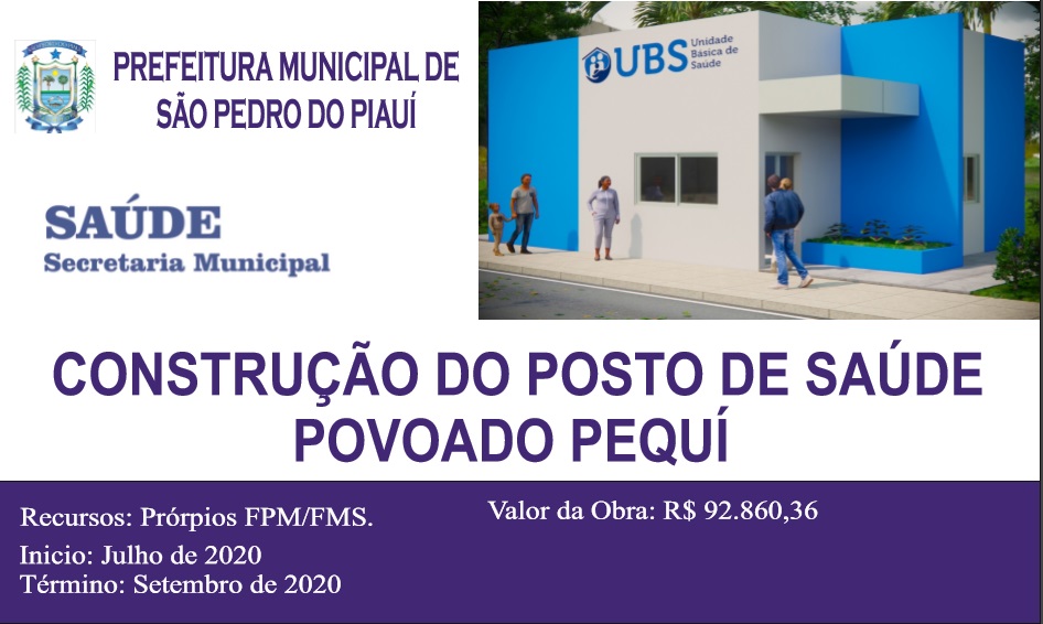 Prefeitura de São Pedro construirá UBS no povoado Pequi com recurso próprio