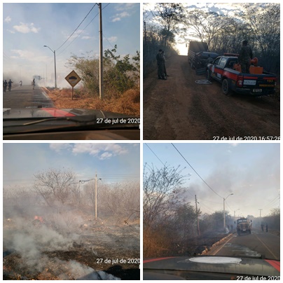 Corpo de Bombeiros atendem ocorrências de incêndios em vegetação em Picos
