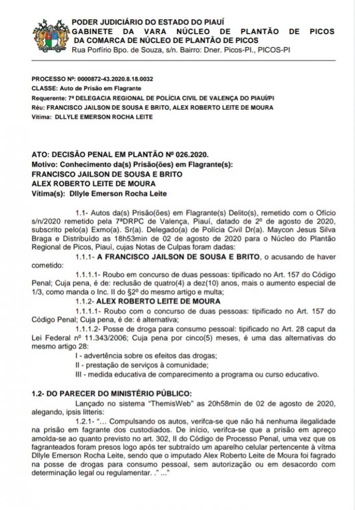 Juiz coloca em liberdade autores de crimes em Valença