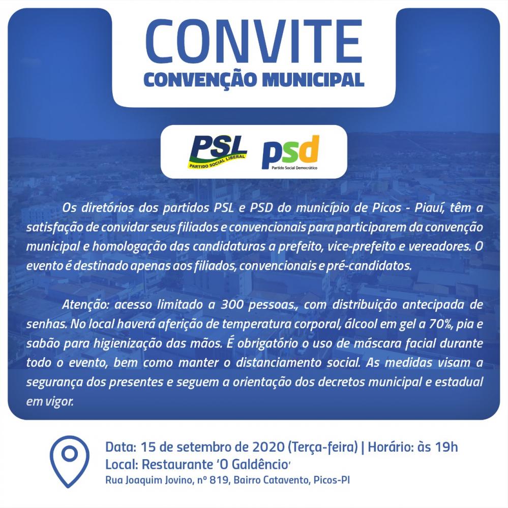 Coronel Viana e Júnior Nobre convidam para convenção partidária dos partidos PSL e PSD de Picos