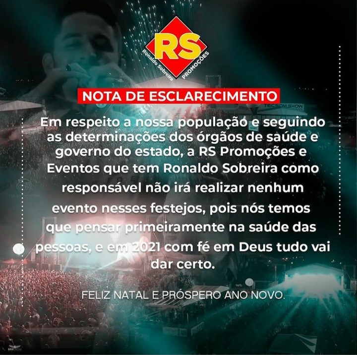 RS produções e Eventos emite Nota de Esclarecimento