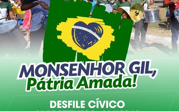 Prefeitura de Monsenhor Gil promoverá Desfile Cívico em comemoração ao 7 de setembro