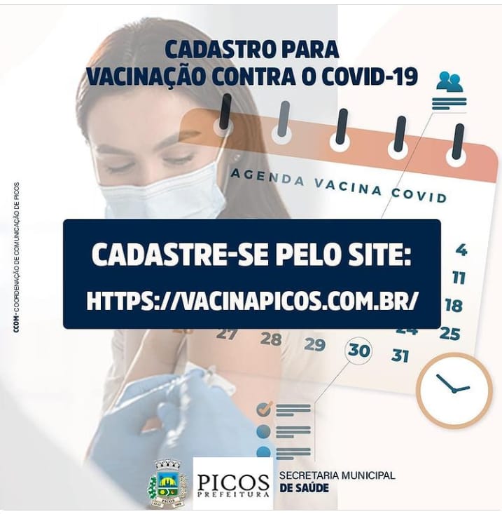 Saúde de Picos reforça à população que faça seu cadastro para vacinação contra a Covid-19