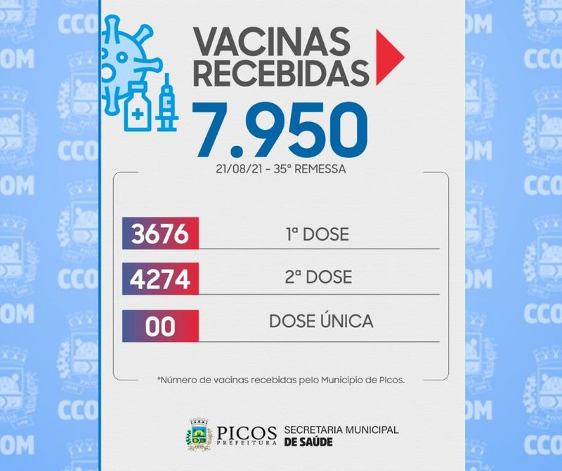 Picos recebe nova remessa que contém a maior quantidade de doses recebidas até o momento