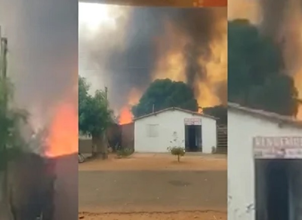 Incêndio avança e ameaça atingir residências em Valença do Piauí
