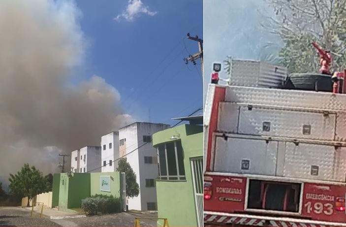 Incêndio de grandes proporções em mata ameaça condomínio em Teresina