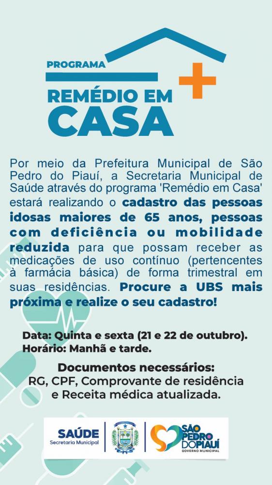 Prefeitura de São Pedro do Piauí implanta programa Remédio em Casa