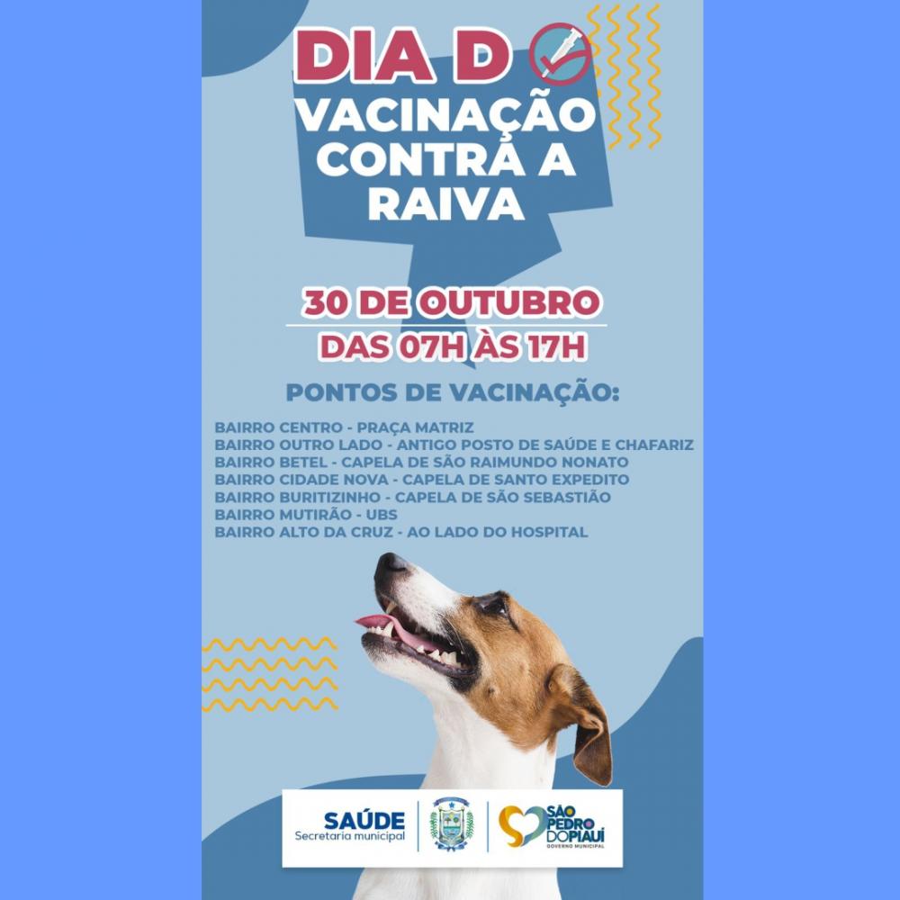 São Pedro do Piauí: Dia D de vacinação contra a raiva acontece neste sábado, 30