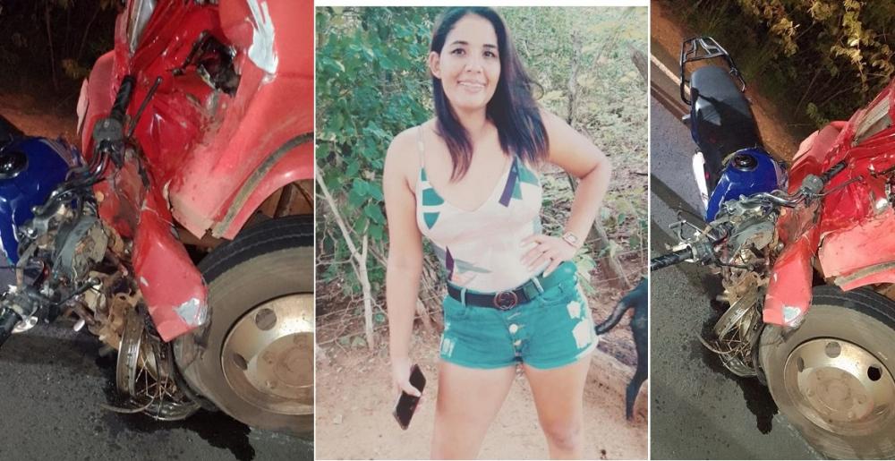 Mulher morre em colisão entre moto e caminhão na PI-120, entre as cidades de Novo Oriente e Valença