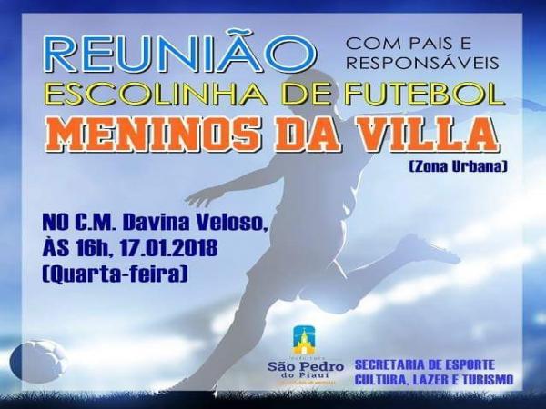 Secretaria de Esportes de São Pedro do Piauí realizará reunião com responsáveis por alunos matriculados na escolinha de futebol