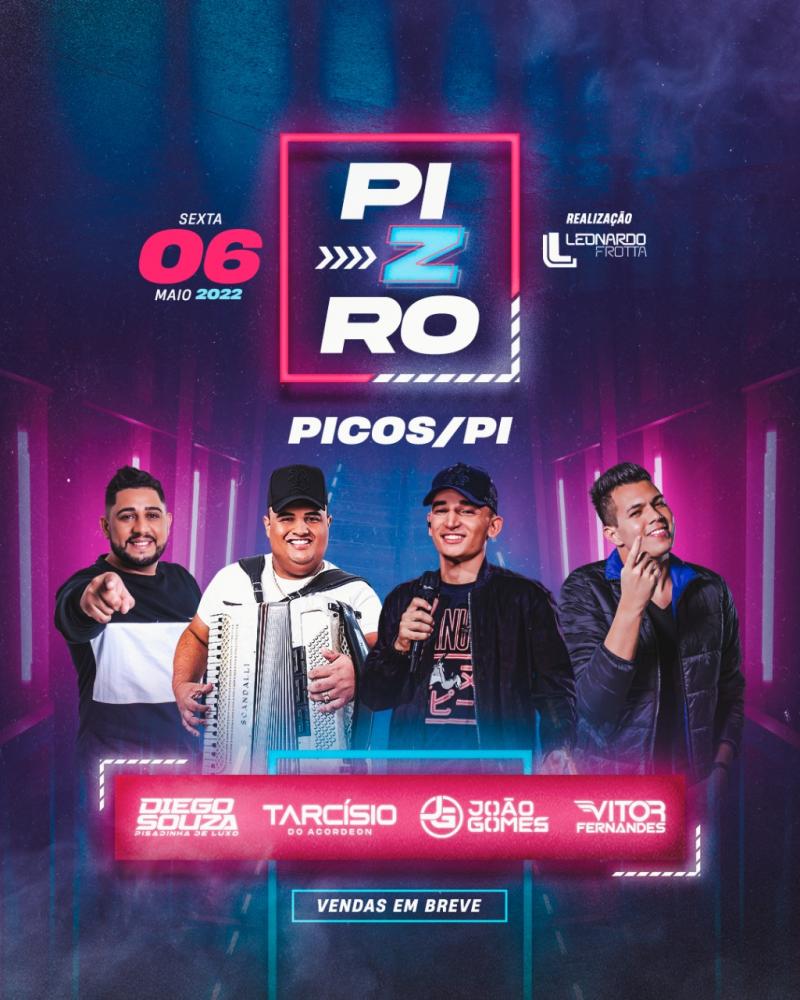 João Gomes, Tarcísio do Acordeon e Vitor Fernandes irão se apresentar em Picos 6 de maio
