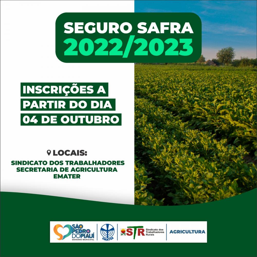 Inscrições para o Seguro Safra iniciarão no próximo dia 04 de outubro