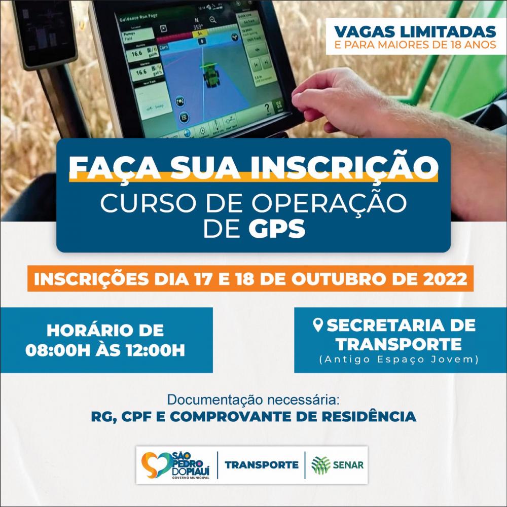 Prefeitura de São Pedro do Piauí abre inscrições para o curso de operador de GPS