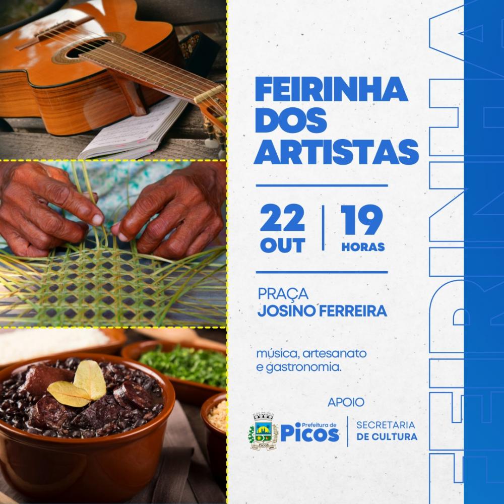 Prefeitura de Picos realizará 1ª Edição do Projeto Feirinha dos Artistas, neste sábado (22)