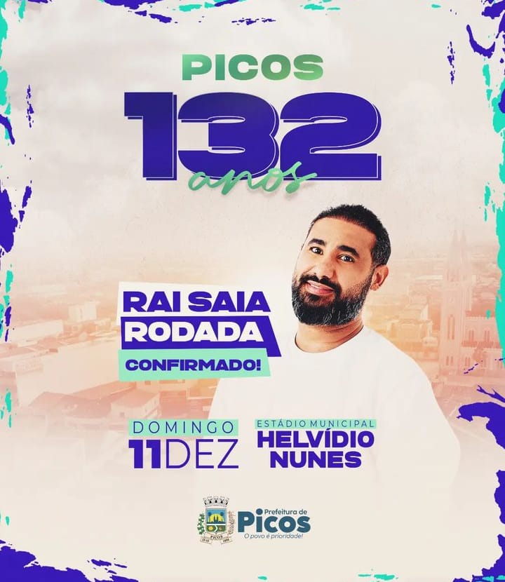 Raí Saia Rodada é a primeira atração confirmada no aniversário de 132 anos de Picos