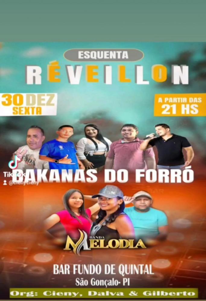 São Gonçalo-PI |Bar Fundo de Quintal realizará seresta com Bakanas do Forró e Banda Melodia, na sexta-feira (30)