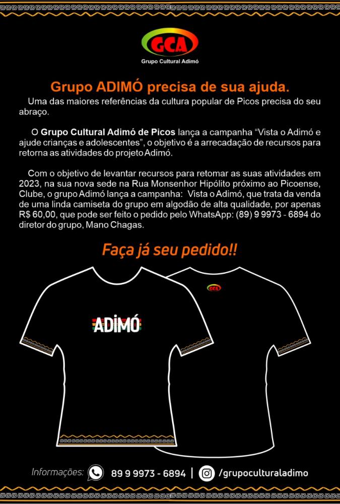 Grupo Cultural Adimó de Picos realiza campanha para arrecadar recursos para o projeto