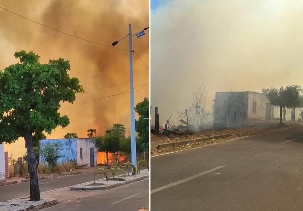 Incêndio de grandes proporções atinge Hugo Napoleão e assusta moradores; vídeo