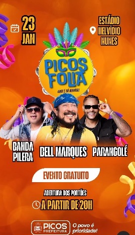 Bell Marques, Parangolé e Banda Pilera são as atrações da prévia de carnaval do Picos Folia