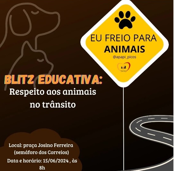 Blitz Educativa: Respeito aos Animais no Trânsito, acontecerá neste sábado (15), em Picos