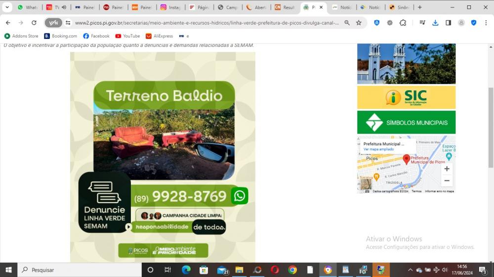 LINHA VERDE: Prefeitura de Picos divulga canal de Ouvidoria da Secretaria de Meio Ambiente