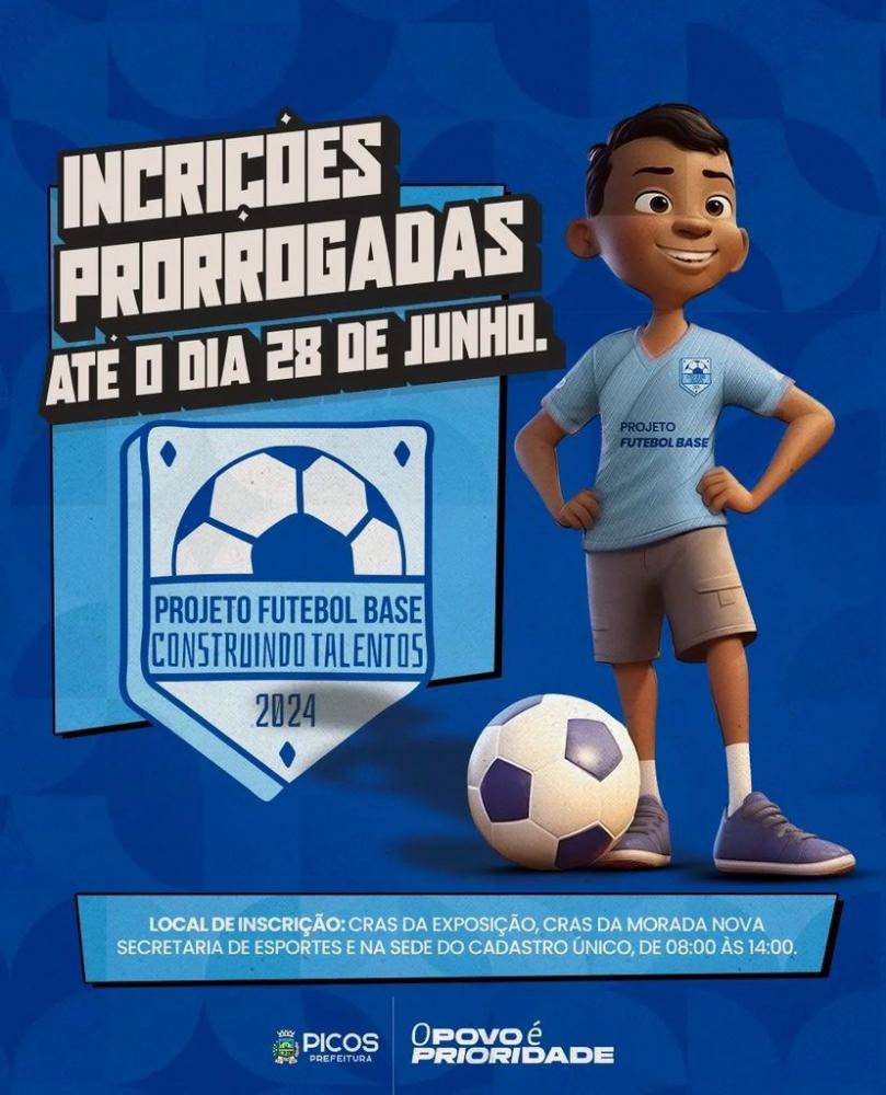 Prefeitura de Picos prorroga inscrições para jovens participar do Projeto “Futebol Base: Construindo Talentos”
