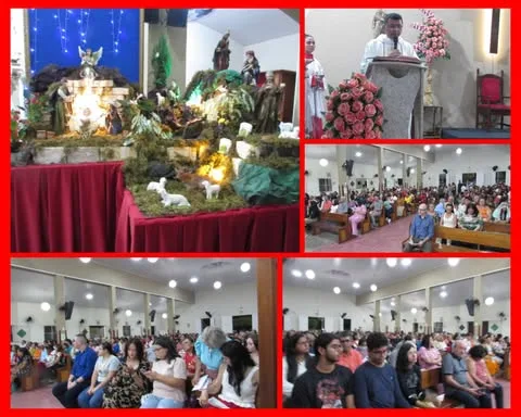 Católicos participam de missas em comemoração ao Natal na matriz da paróquia São Francisco de Assis em Picos