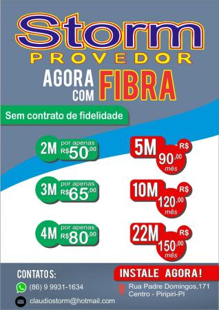 Storm provedor - agora com fibra óptica - A melhor de Piripiri
