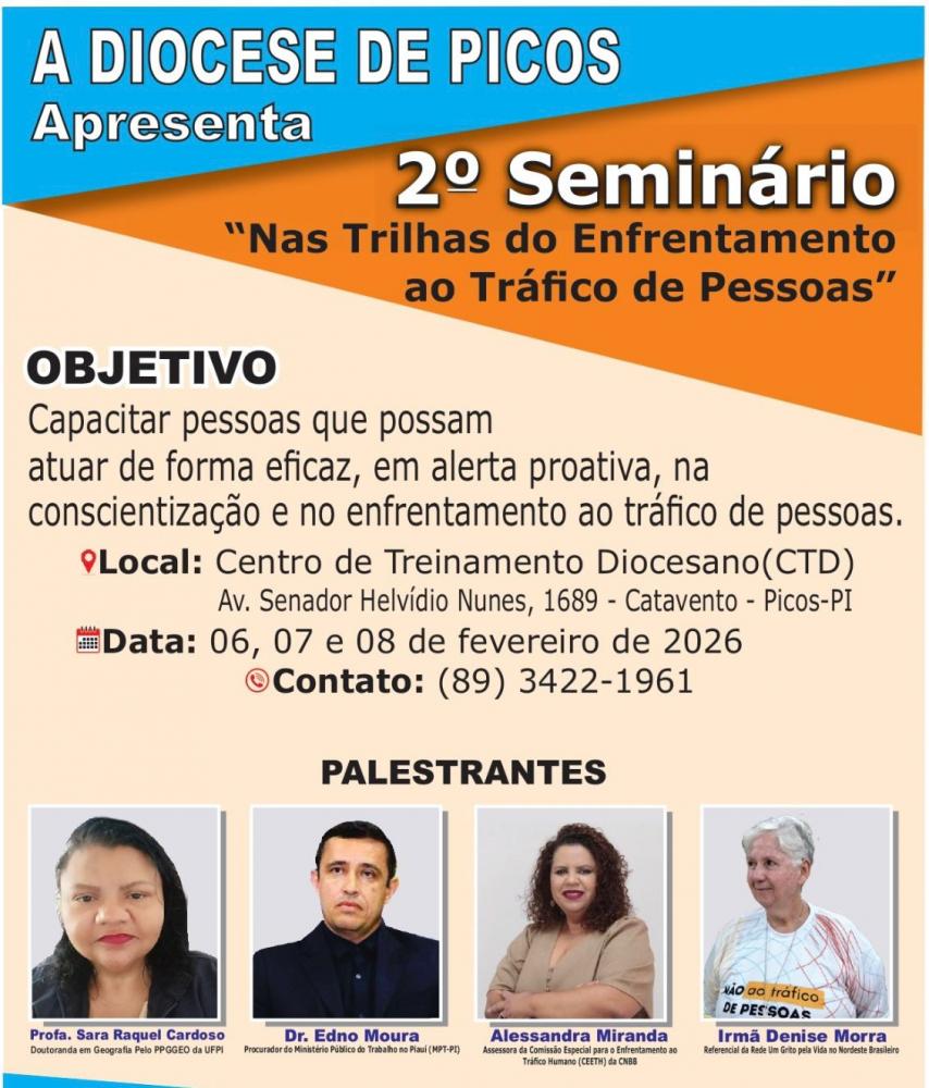 Diocese de Picos promove II Seminário sobre Enfrentamento ao Tráfico de Pessoas