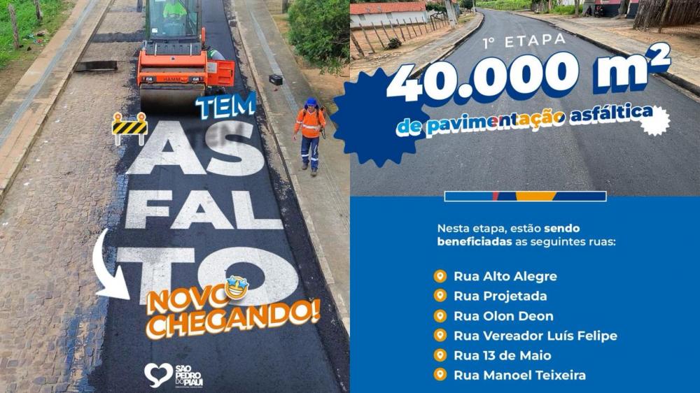São Pedro do Piauí inicia primeira etapa de pavimentação asfáltica em 2026 com 40 mil m² de asfalto