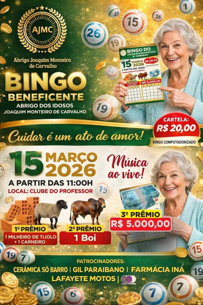 Abrigo dos idosos de Picos realizará Bingo Beneficente em prol da ampliação e reforma da instalação