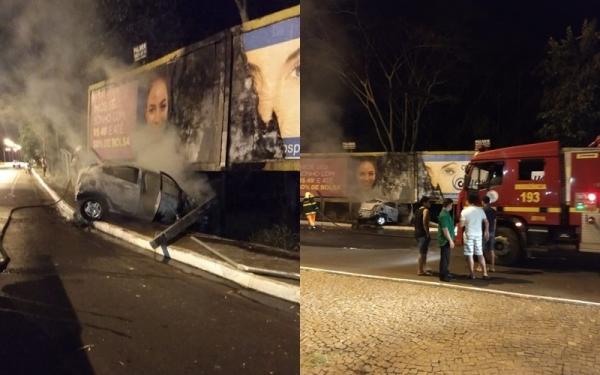 Teresina | Carro incendeia após colisão na Avenida Universitária