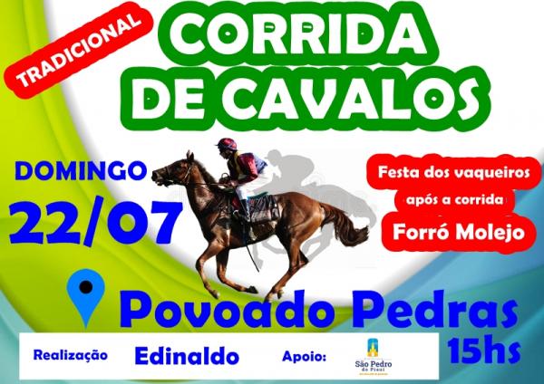 Povoado Pedras realizará grande corrida de cavalos no próximo domingo dia 22/07