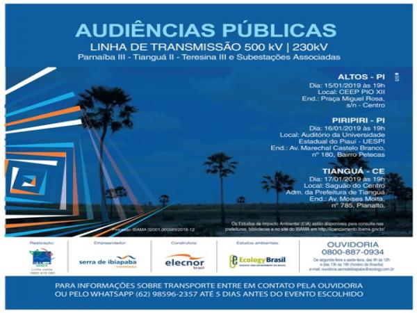 Audiências pública sobre estudo de impacto ambiental de linha de transmissão