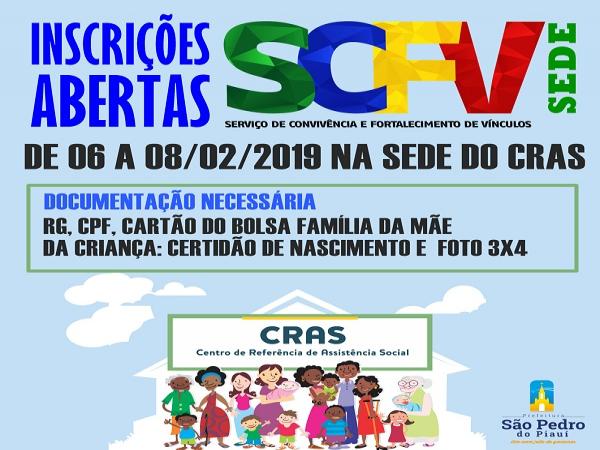 São Pedro do Piauí | CRAS abre inscrições para os Serviços de Convivência
