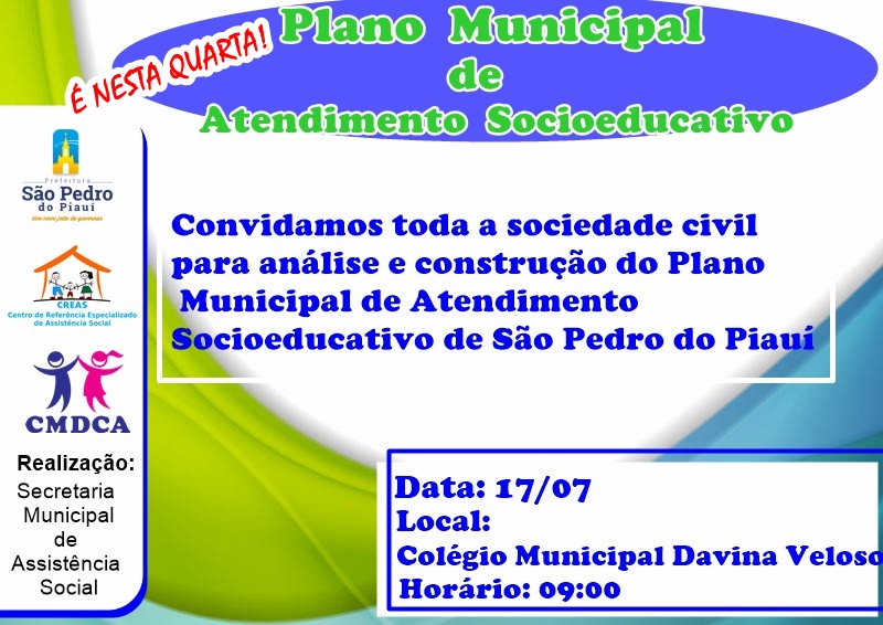 Assistência Social realizará nesta quarta - feira (17) seminário para implantação do Plano Socioeducativo