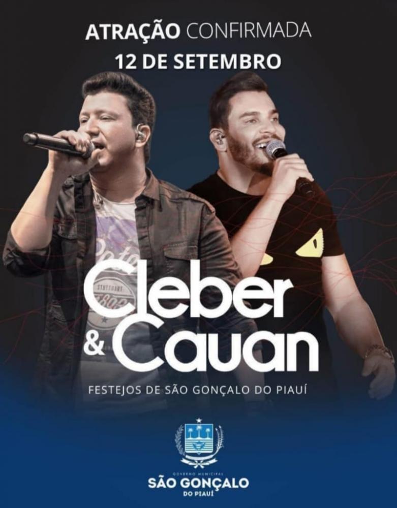 Prefeitura confirma show com a dupla Cleber e Cauan para o festejo de São Gonçalo do Piauí