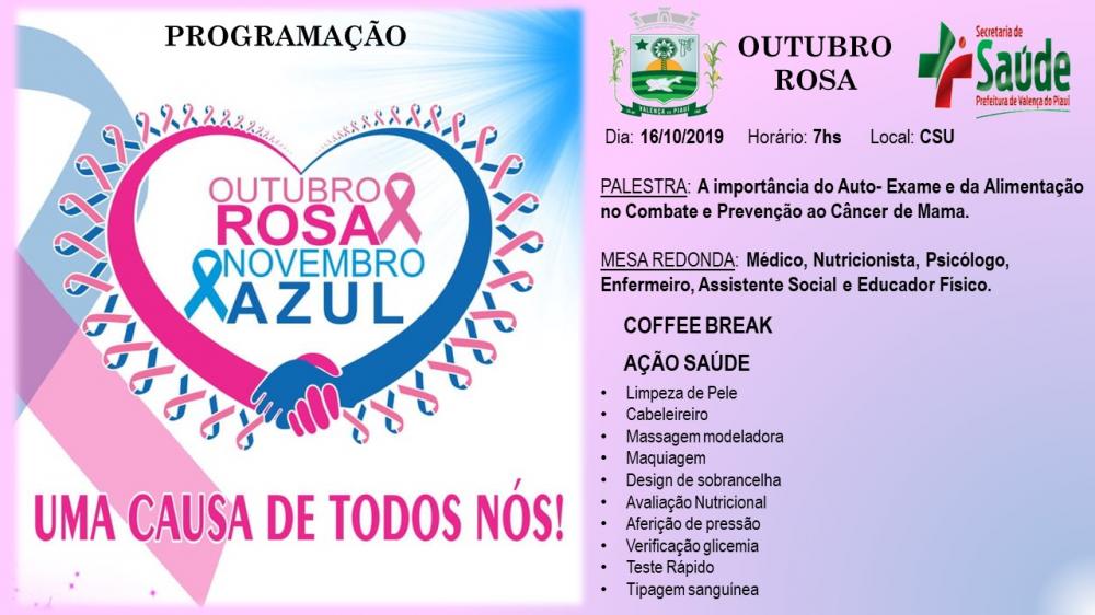 Programação do Outubro Rosa em Valença do Piauí