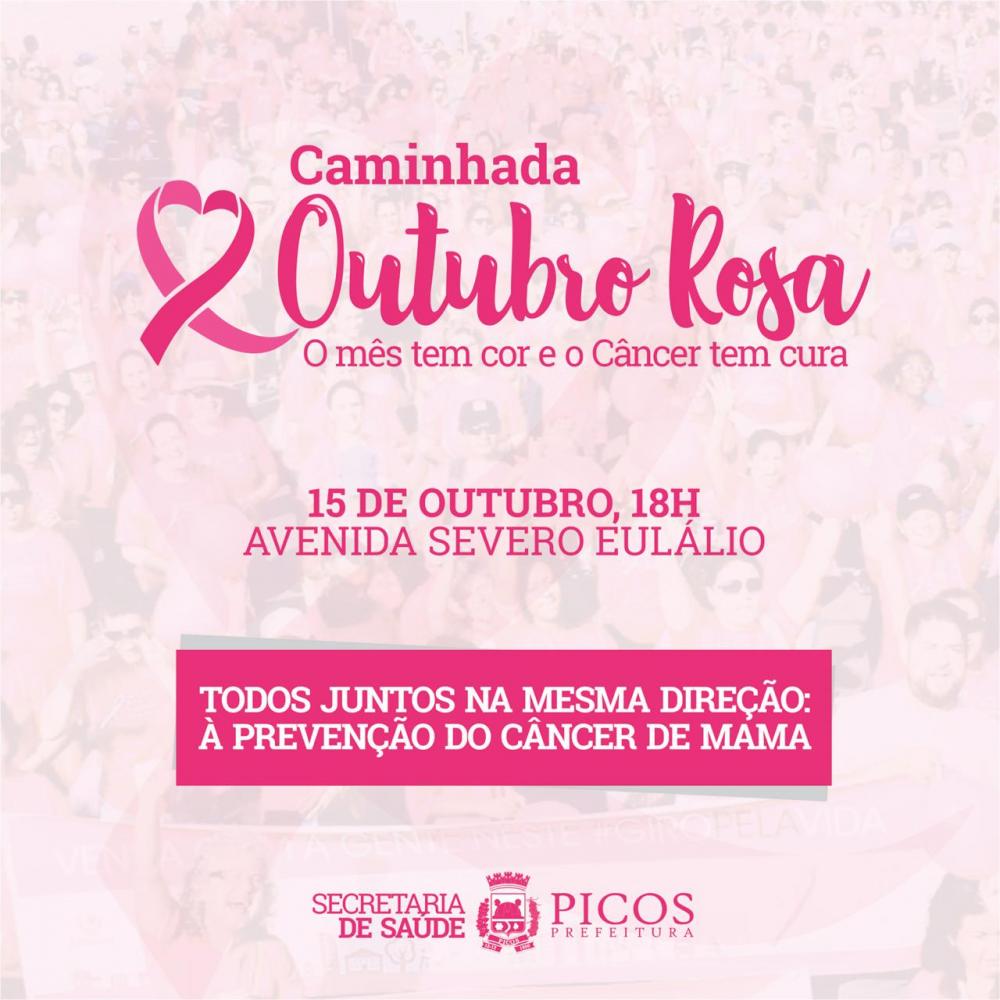 Saúde realiza caminhada de conscientização ao Outubro Rosa