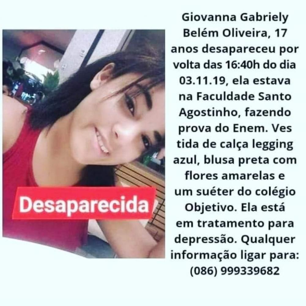 Jovem de 17 anos desaparecida desde a prova do Enem é encontrada após 72h