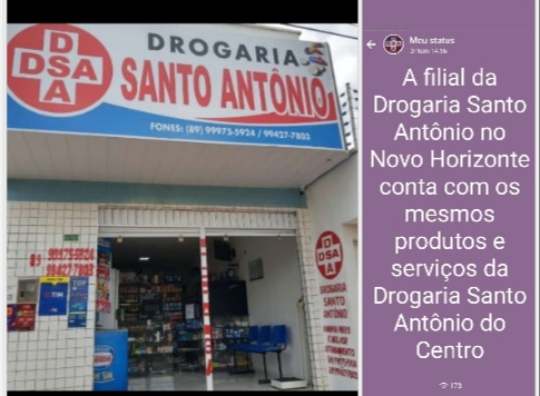 Drogaria Santo Antônio filial no Bairro Novo Horizonte